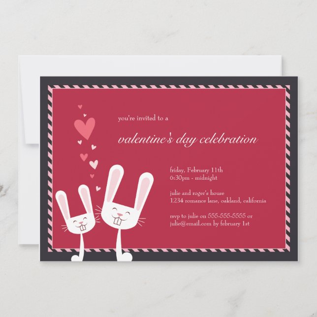 Conejos enamorados| Invitación a San Valentín (Anverso)
