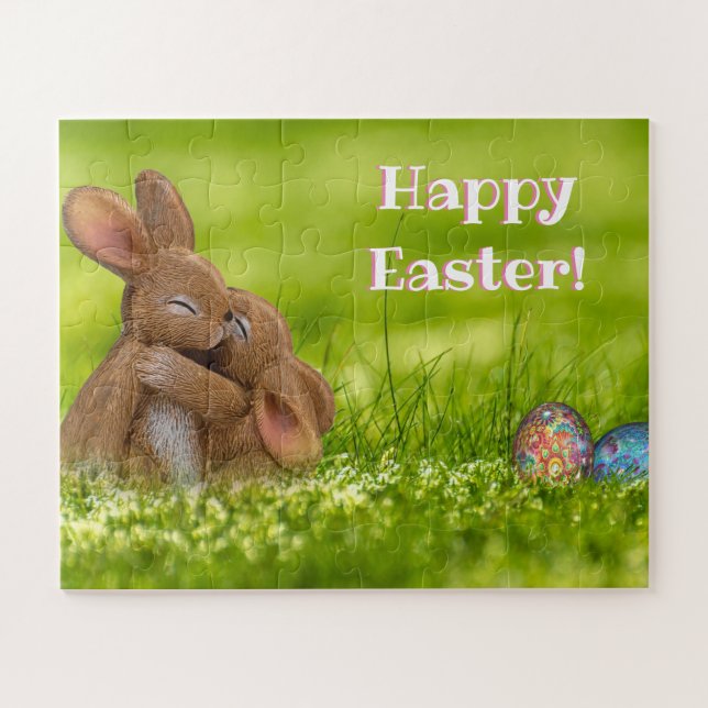 Conejos Felices de Pascua Rompecabezas para Niños (Horizontal)