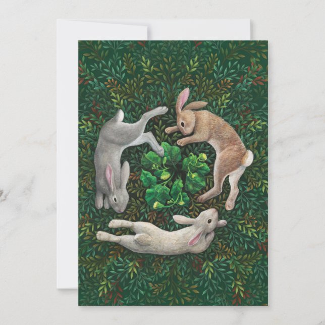 "Conejos frotándose". Tarjeta plana (Anverso)