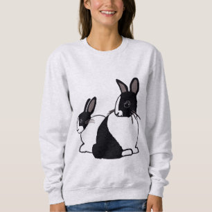 Conejos holandeses negros y blancos, sudaderas fem