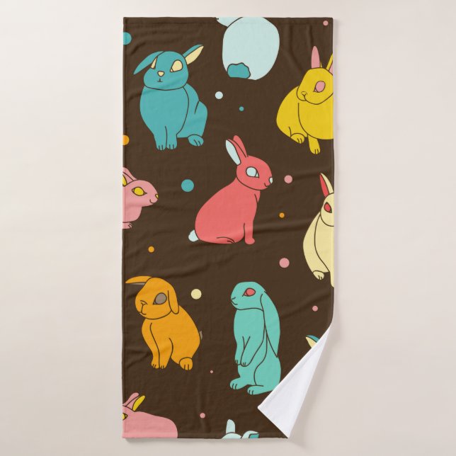 Conejos multicolores, diferentes conejos, se cierr (Toalla de baño)