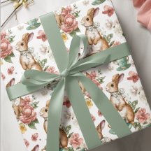 Conejos Vintage Florales | Papel de Regalo de Pasc