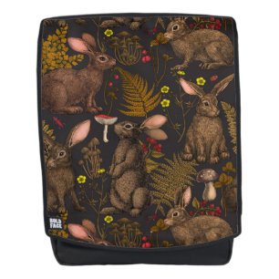 Conejos y flora de bosques Mochila
