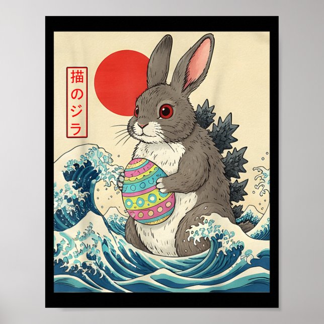 Conejozilla Bunny Arte Japonés Antiguo Divertido H (Frente)