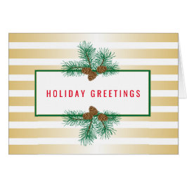 Cones de pino, bandas de oro, saludos de vacacione