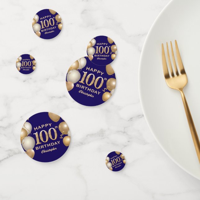 Confeti 100.º Balón azul y oro de la Marina del cumpleaños (Grupo)