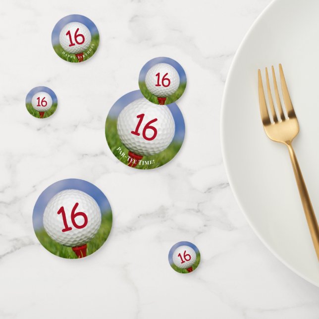 Confeti 16.ª bola de golf en tee rojo (Grupo)