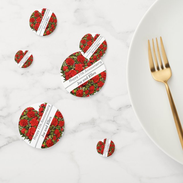 Confeti 17° Aniversario Boda, Carnaciones Rojas (Grupo)