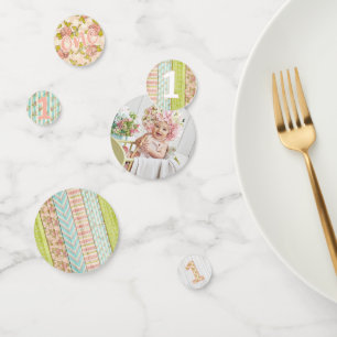 Confeti 1.ᵉʳ cumpleaños de Shabby Chic Rosas Floral de mad