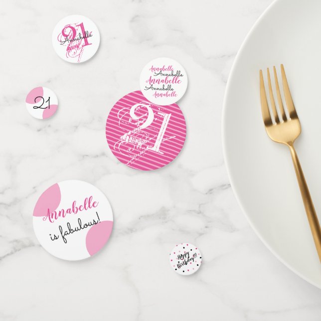 Confeti 21.ª Cumpleaños Tema rosa personalizado (Grupo)