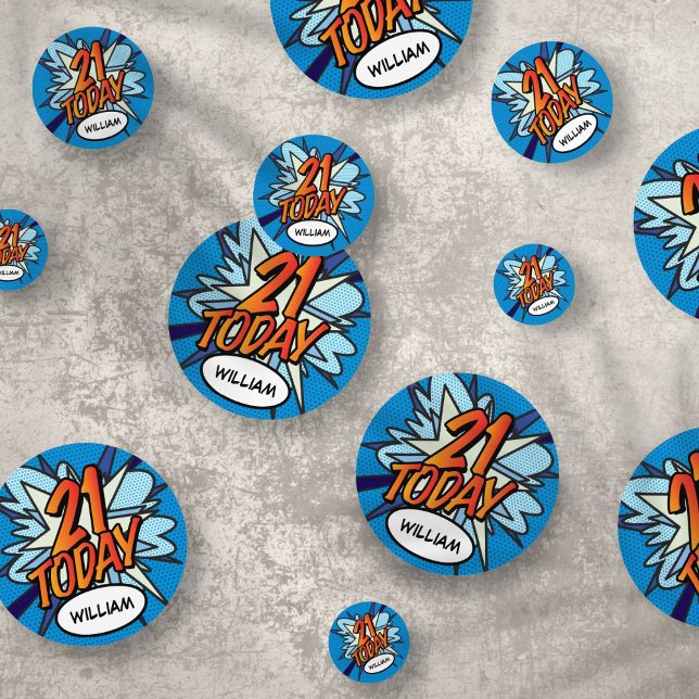 Confeti 21 HOY Libro De Cómics Retro De Cumpleaños (21 TODAY Birthday Fun Retro Comic Book Confetti)