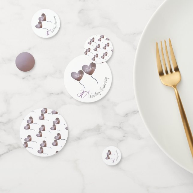 Confeti 30.º aniversario de Pearl boda globos morados (Grupo)