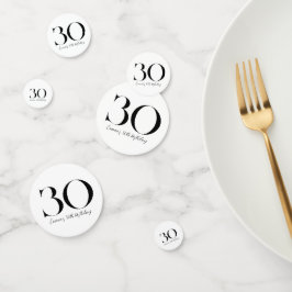 Confeti 30.º cumpleaños blanco y negro