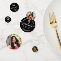3 Graduación de foto Black Modern Script Hearts Ca