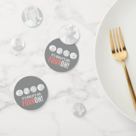 Confeti ¡40.º FOUROH gris y rosa! cumpleaños de 4 fotos