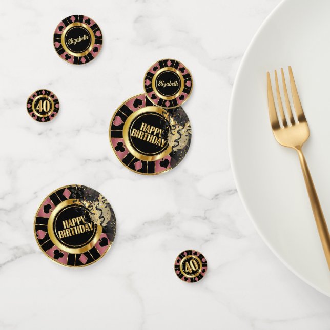 Confeti 40.º Jugador de Póquer Casino de Cumpleaños - Oro  (Grupo)