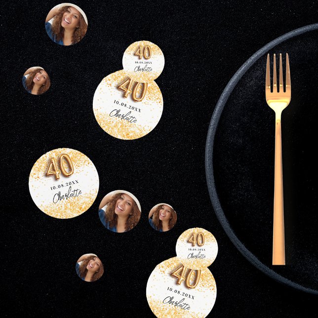 Confeti 40.º nombre de purpurina de oro blanco (Subido por el creador)