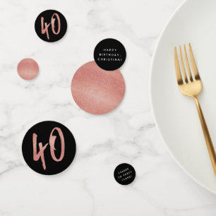 Confeti 40.º personalizado de oro negro y rosa