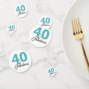 Confeti 40 Fabuloso Purpurina Azul Turquesa 40 cumpleaños