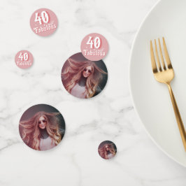 Confeti 40 y fabulosa foto rosa 40 cumpleaños