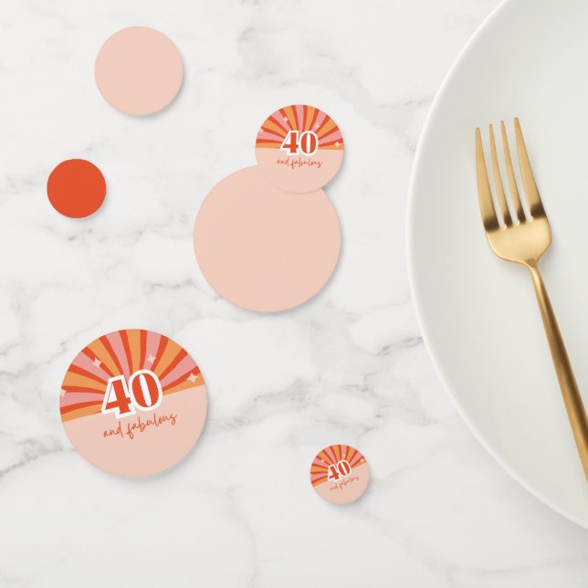 Confeti "40 y fabuloso", mesa de fiesta de cumpleaños retr (Grupo)