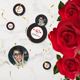 Confeti 40 y fabulosos Corazones 40 foto de cumpleaños neg