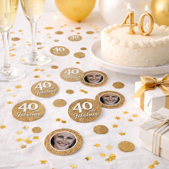 Confeti 40 y Fabulous Gold Purpurina Photo 40th Birthday (Subido por el creador)