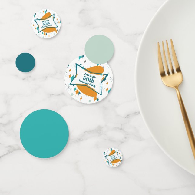 Confeti 50.ª Fiesta de Cumpleaños Retro Mid Century Cualqu (Grupo)