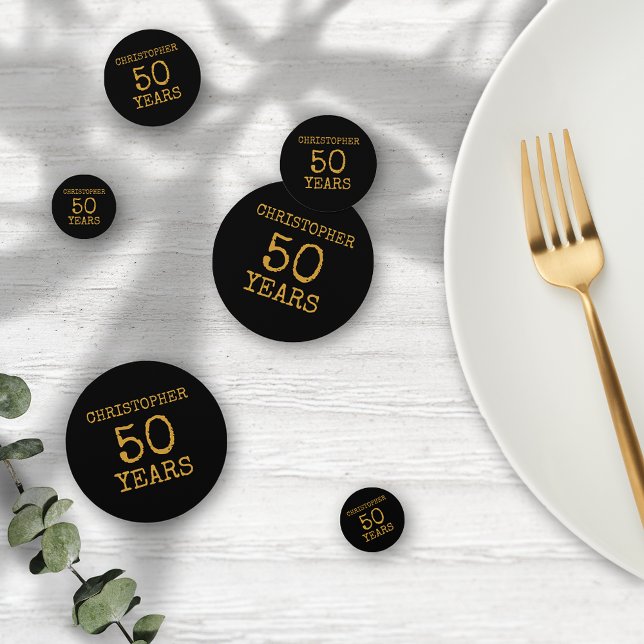 Confeti 50.ª legendaria retro de oro negro (50th Birthday Legendary Black Gold Retro Confetti
)