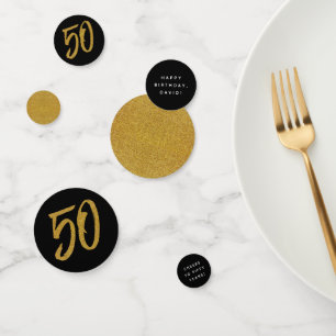 Confeti 50.º cumpleaños o aniversario personalizado negro 