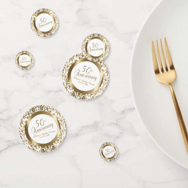 Confeti 50° Aniversario del Boda de Oro - Damasco (Grupo)