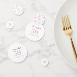 Confeti 50 y fabulosa fiesta de cumpleaños rosa moderno