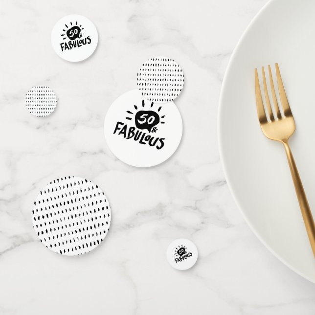 Confeti 50 y fabuloso cumpleaños 50 en blanco y negro (Grupo)