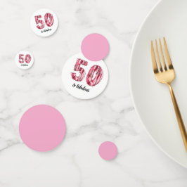 Confeti 50 y fabulosos pincel rosa y leopardo