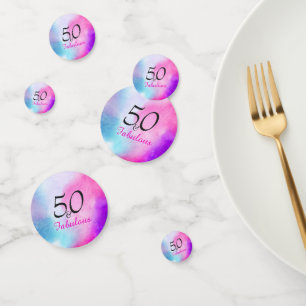 Confeti 50 y Fabulous 50 cumpleaños Pink y Purple