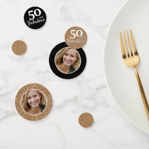 Confeti 50 y Fabulous Gold Purpurina Photo 50th Birthday