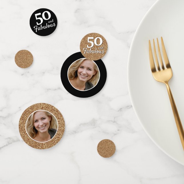 Confeti 50 y Fabulous Gold Purpurina Photo 50th Birthday (Grupo)