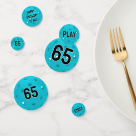 Confeti 65.º cumpleaños Aqua Blue Pickleball