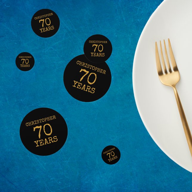 Confeti 70.ª legendaria retro de oro negro (70th Birthday Legendary Black Gold Retro Confetti
)
