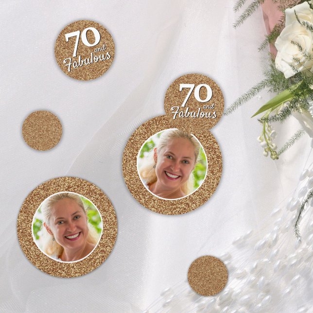 Confeti 70 y Fabulous Gold Purpurina Photo 70th Birthday (Subido por el creador)