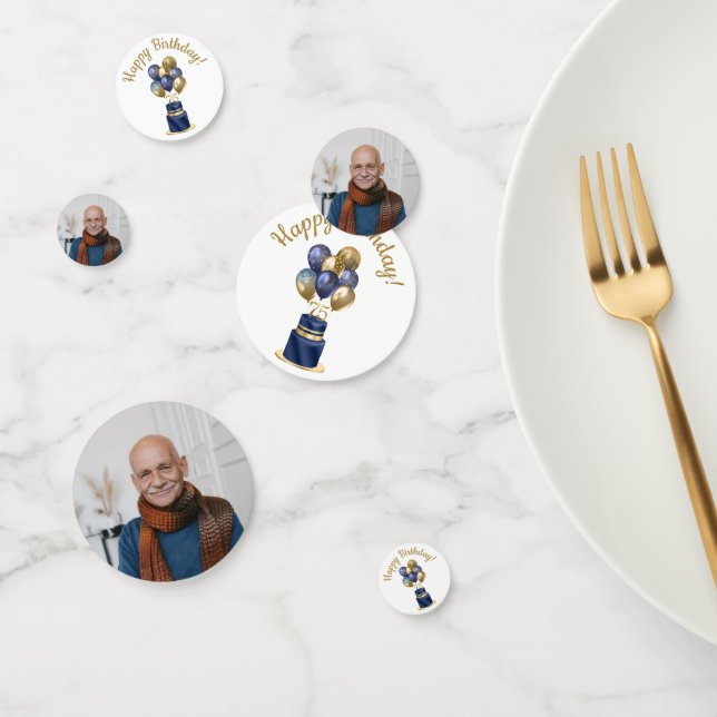 Confeti 75.ª tarta de globo azul de la marina de cumpleaño (Grupo)