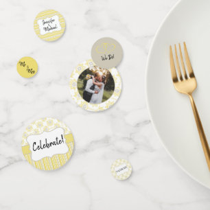 Confeti Abeja Amarillo y Gris Geométrico Personalizado