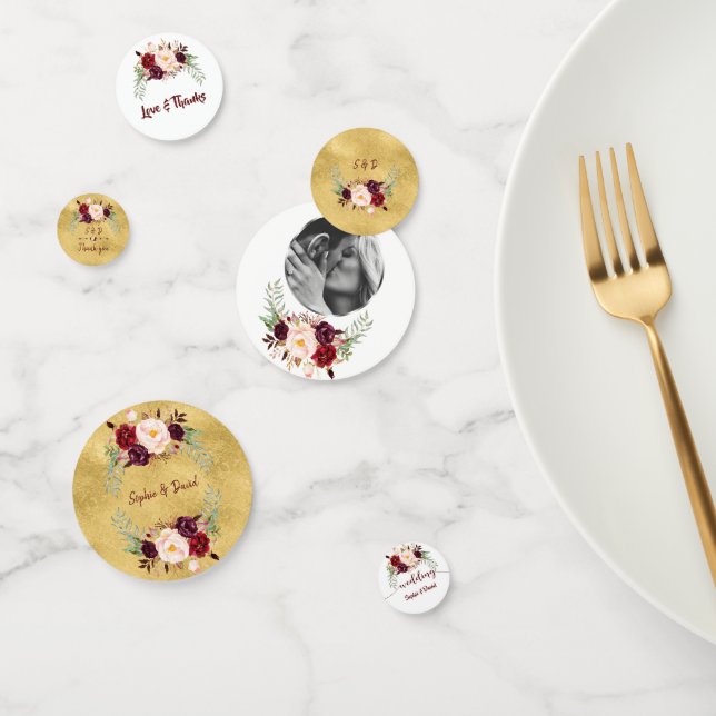 Confeti Acontecimientos Boda Cumpleaños Burgundy Floral Go (Grupo)