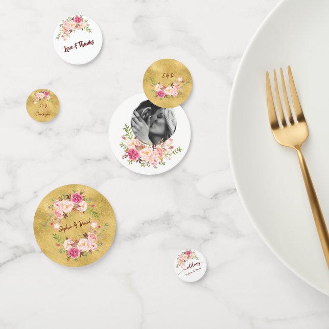 Confeti Acontecimientos Boda Cumpleaños Rubor Oro Floral R (Grupo)