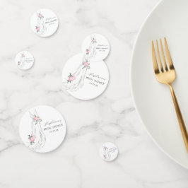 Confeti Acuarela Eucalyptus Peonies Vestido Ducha de Novia