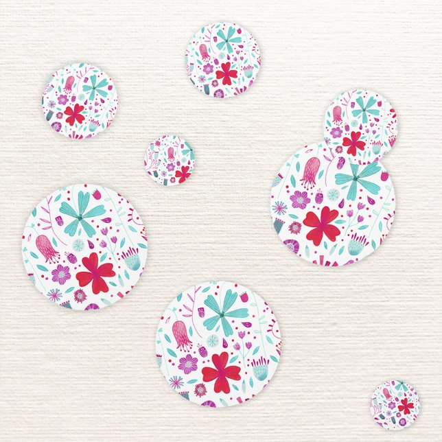 Confeti Acuarela floral moderna (Watercolor floral hot magenta pink and aqua blue modern table confetti)