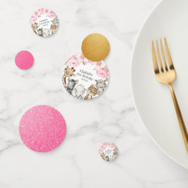 Confeti Acuarela Floral Safari Animales Peony Birthday