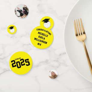 Confeti Amarillo de los deportes de graduación de voleibol