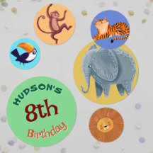 Animales de selva safari cumpleaños acuarela