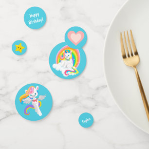 Confeti Aniversario de la Unicornio del Arcoiris